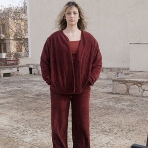 BASERANGE The Fill Jacket in Aster Brown Red Ribbed Organic Cotton Fall 2024 S